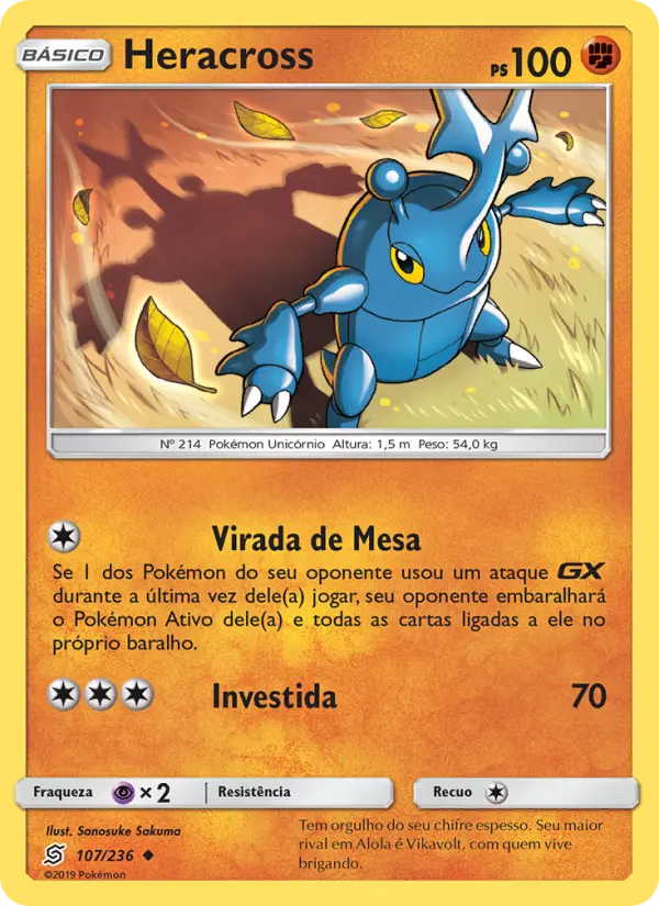 Carta Heracross, número 107/236 da coleção Sintonia Mental