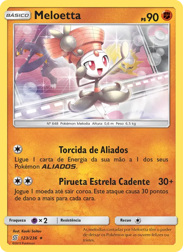 Carta Meloetta, número 123/236 da coleção Sintonia Mental