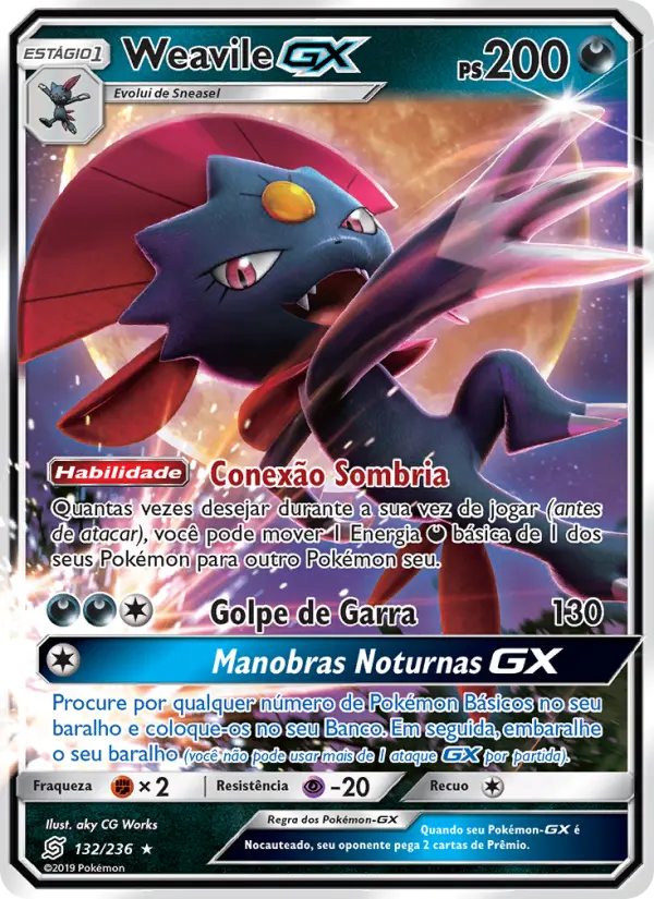 Carta Weavile GX, número 132/236 da coleção Sintonia Mental