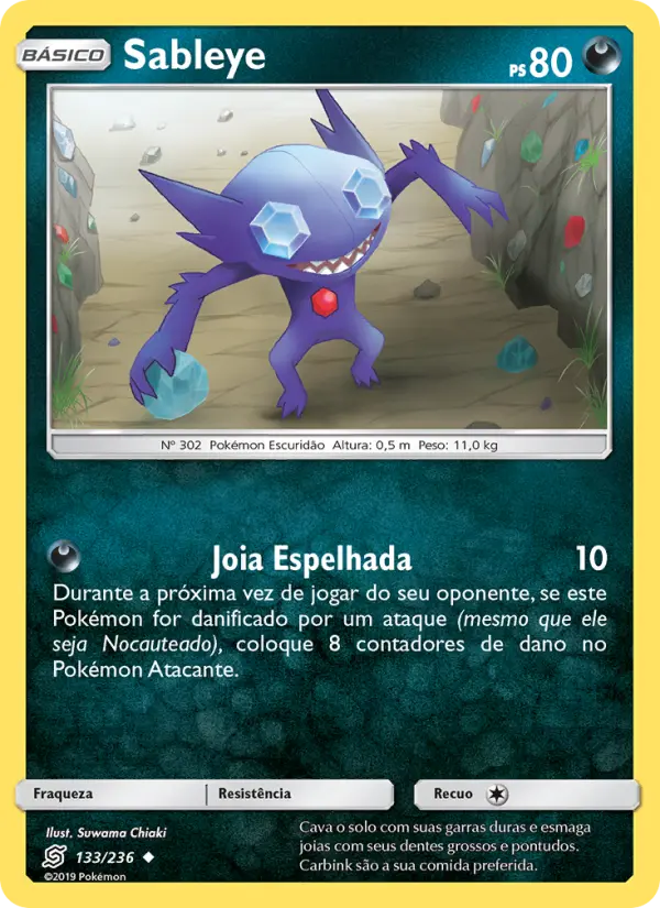 Carta Sableye, número 133/236 da coleção Sintonia Mental