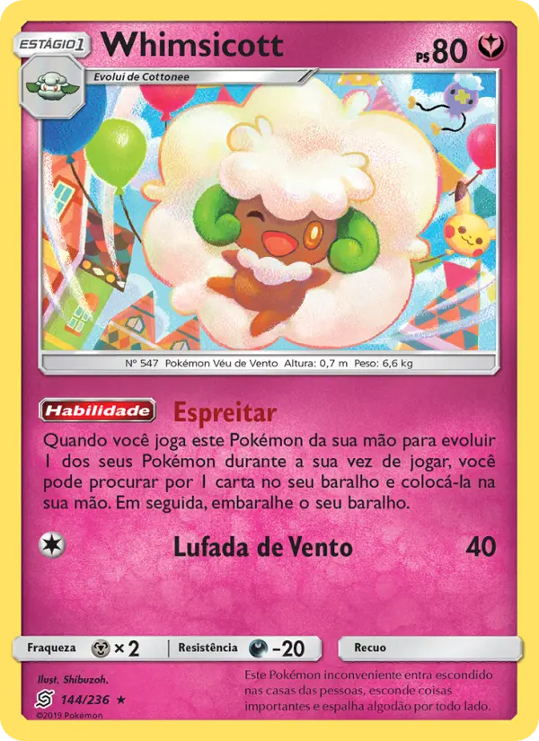Carta Whimsicott, número 144/236 da coleção Sintonia Mental