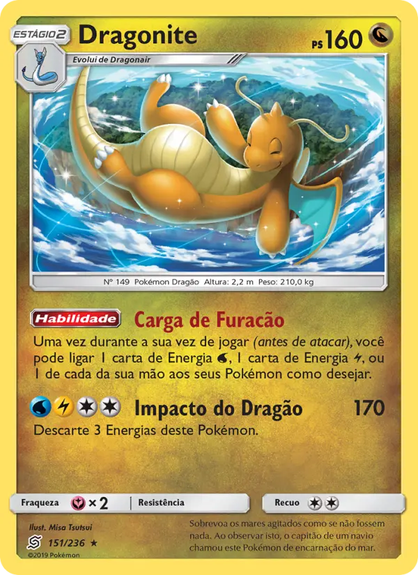 Carta Dragonite, número 151/236 da coleção Sintonia Mental