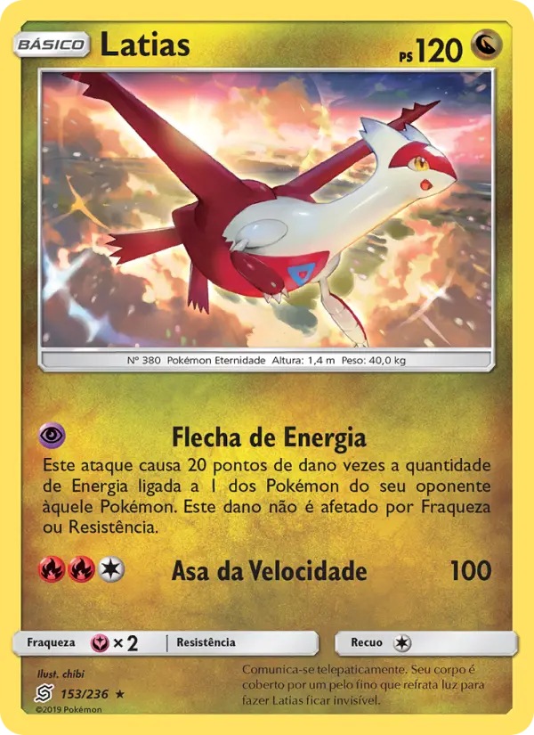 Carta Latias, número 153/236 da coleção Sintonia Mental