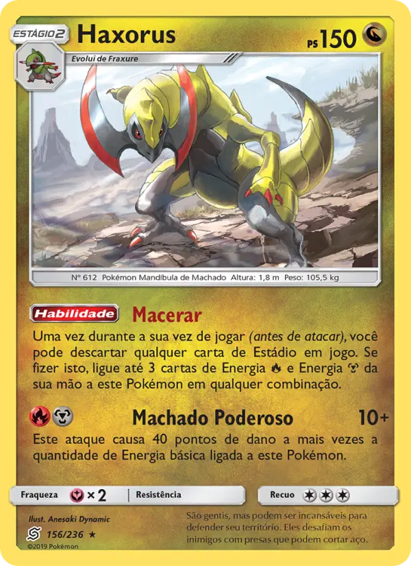 Carta Haxorus, número 156/236 da coleção Sintonia Mental 