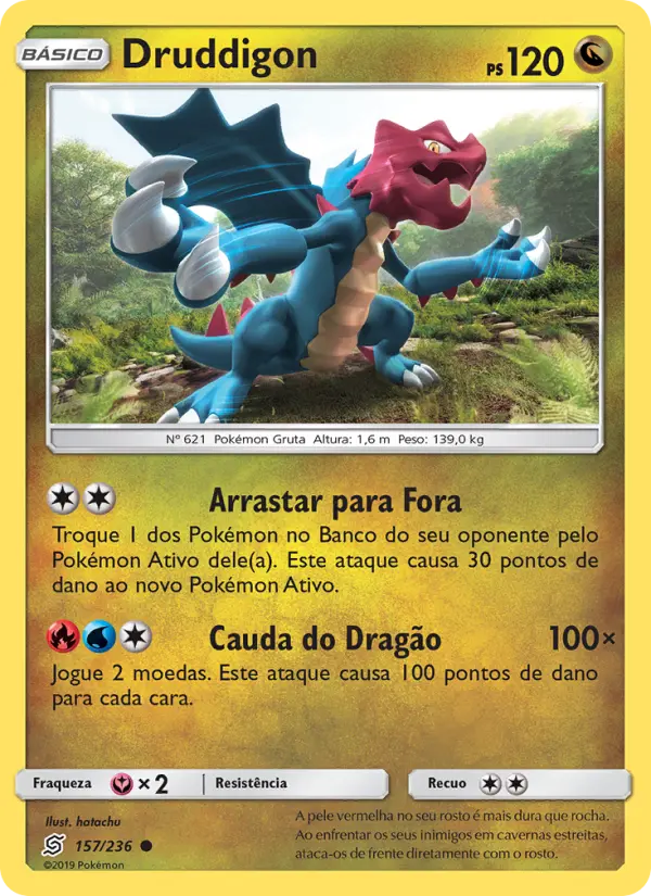 Carta Druddigon, número 157/236 da coleção Sintonia Mental