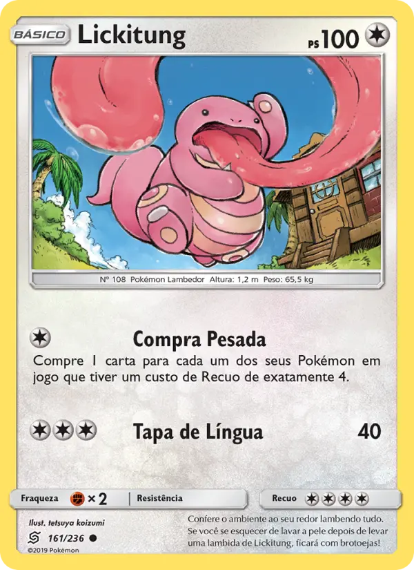 Carta Lickitung, número 161/236 da coleção Sintonia Mental 