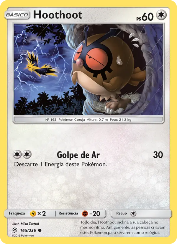 Carta Hoothoot, número 165/236 da coleção Sintonia Mental