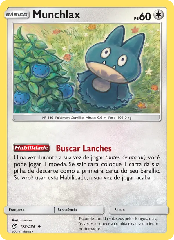 Carta Munchlax, número 173/236 da coleção Sintonia Mental 