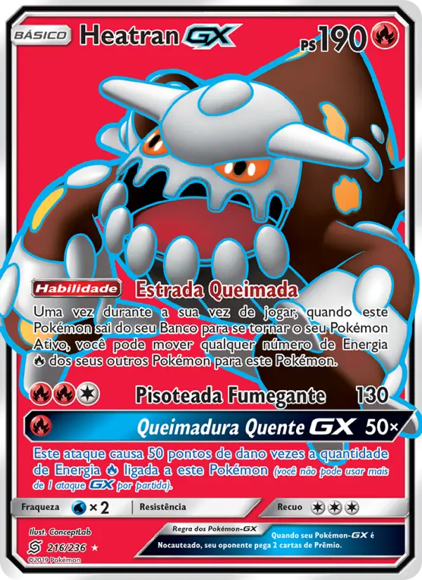Carta Heatran GX, número 216/236 da coleção Sintonia Mental