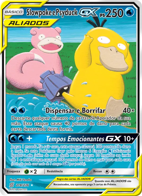 Carta Slowpoke e Psyduck GX, número 218/236 da coleção Sintonia Mental