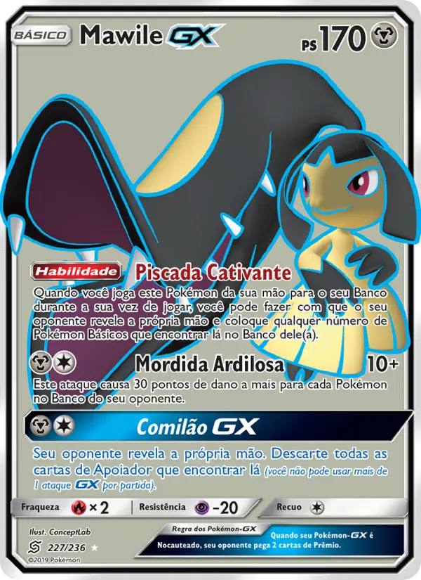 Carta Mawile GX, número 227/236 da coleção Sintonia Mental