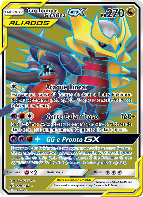 Carta Garchomp e Giratina GX, número 228/236 da coleção Sintonia Mental 