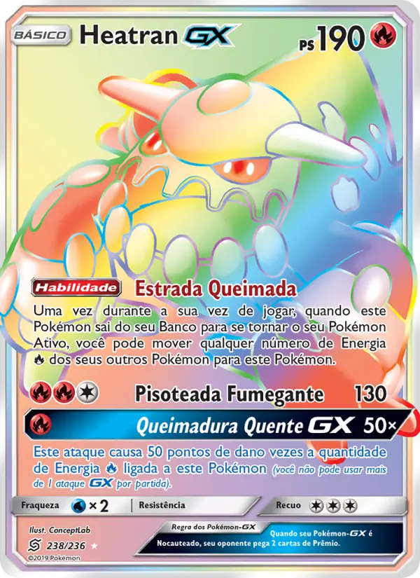 Carta Heatran GX, número 238/236 da coleção Sintonia Mental 