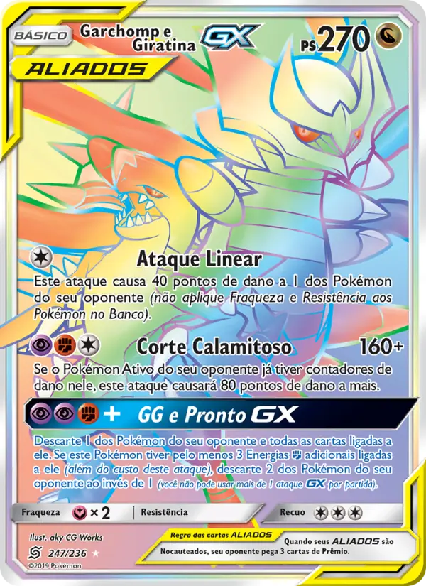 Carta Garchomp e Giratina GX, número 247/236 da coleção Sintonia Mental
