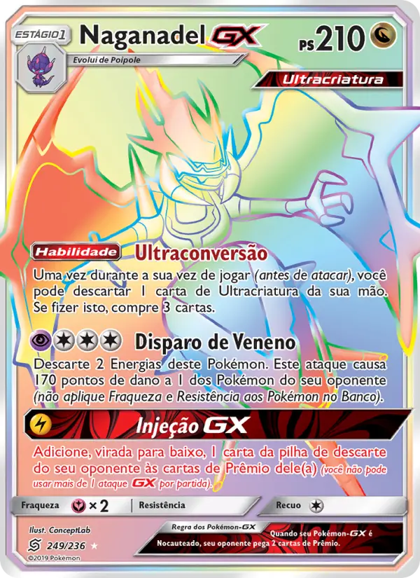 Carta Naganadel GX, número 249/236 da coleção Sintonia Mental