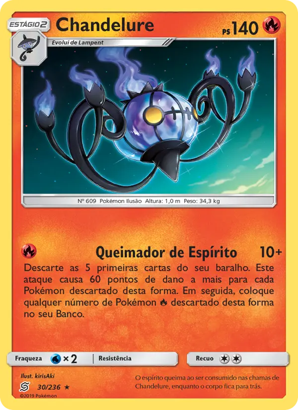 Carta Chandelure, número 30/236 da coleção Sintonia Mental