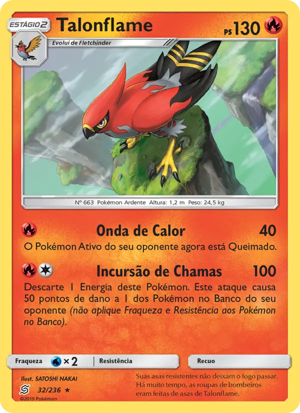 Carta Talonflame, número 32/236 da coleção Sintonia Mental