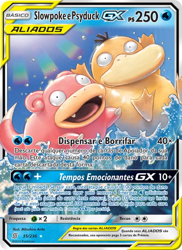 Carta Slowpoke e Psyduck GX, número 35/236 da coleção Sintonia Mental 