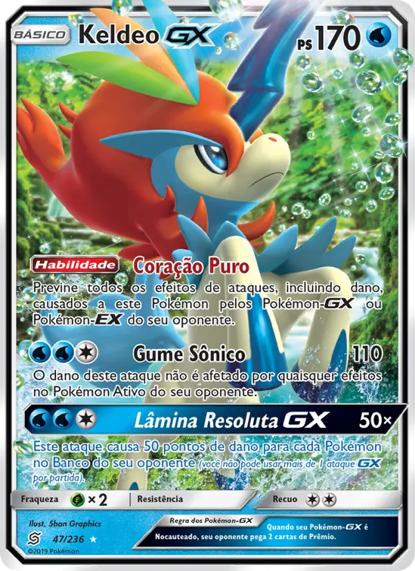 Carta Keldeo GX, número 47/236 da coleção Sintonia Mental