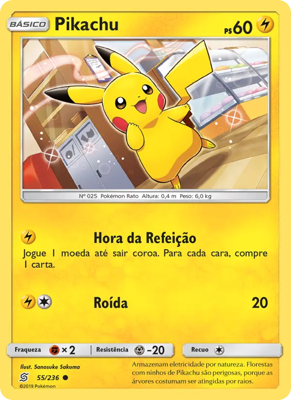 Carta Pikachu, número 55/236 da coleção Sintonia Mental 