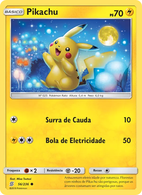 Carta Pikachu, número 56/236 da coleção Sintonia Mental