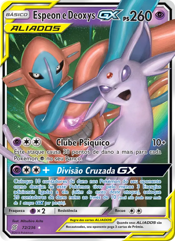 Carta Espeon e Deoxys GX, número 72/236 da coleção Sintonia Mental