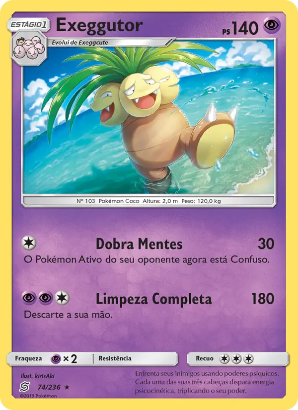 Carta Exeggutor, número 74/236 da coleção Sintonia Mental
