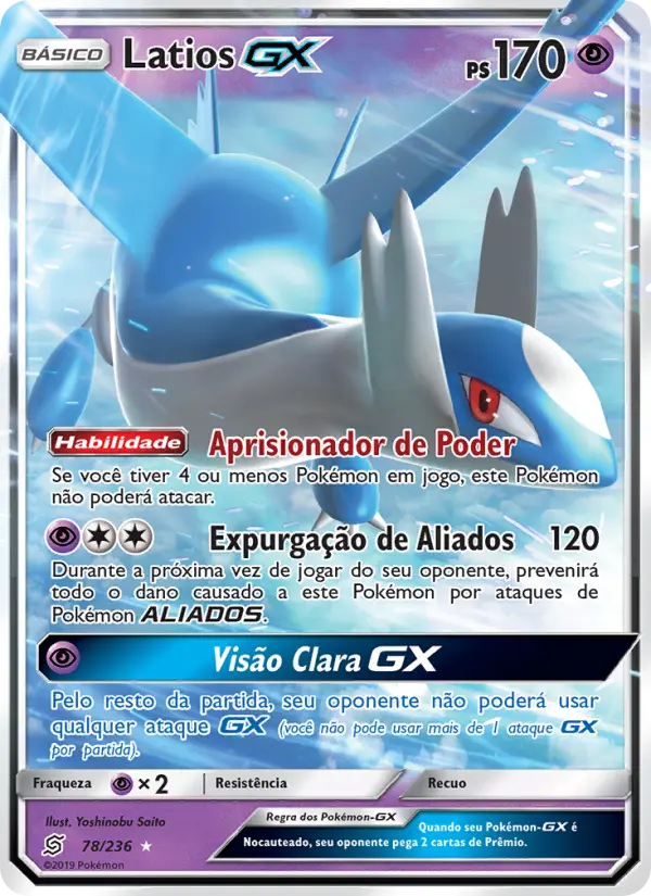 Carta Latios GX, número 78/236 da coleção Sintonia Mental