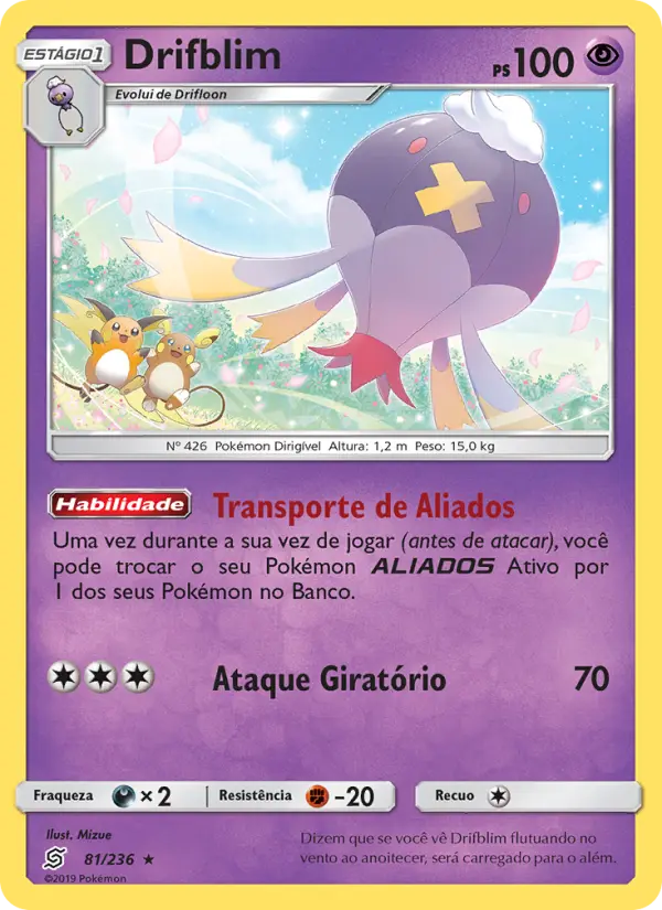 Carta Drifblim, número 81/236 da coleção Sintonia Mental 