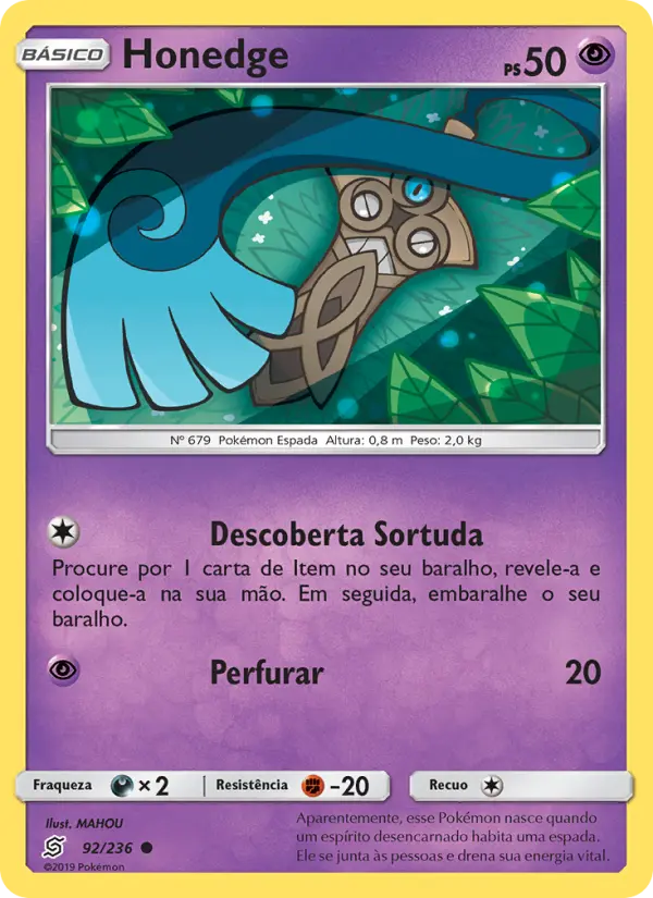 Carta Honedge, número 92/236 da coleção Sintonia Mental