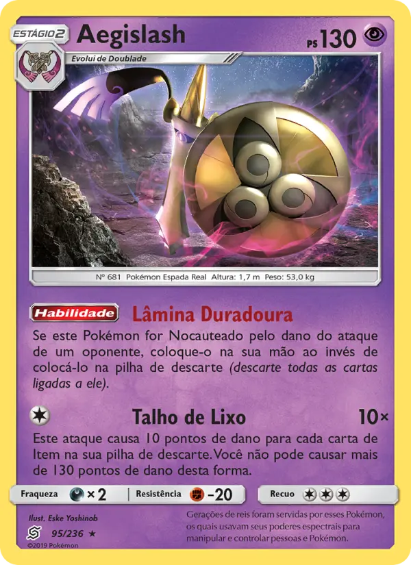 Carta Aegislash, número 95/236 da coleção Sintonia Mental