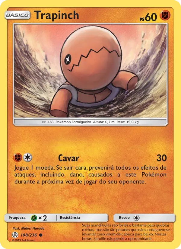 Carta Trapinch, número 108/236 da coleção Eclipse Cósmico