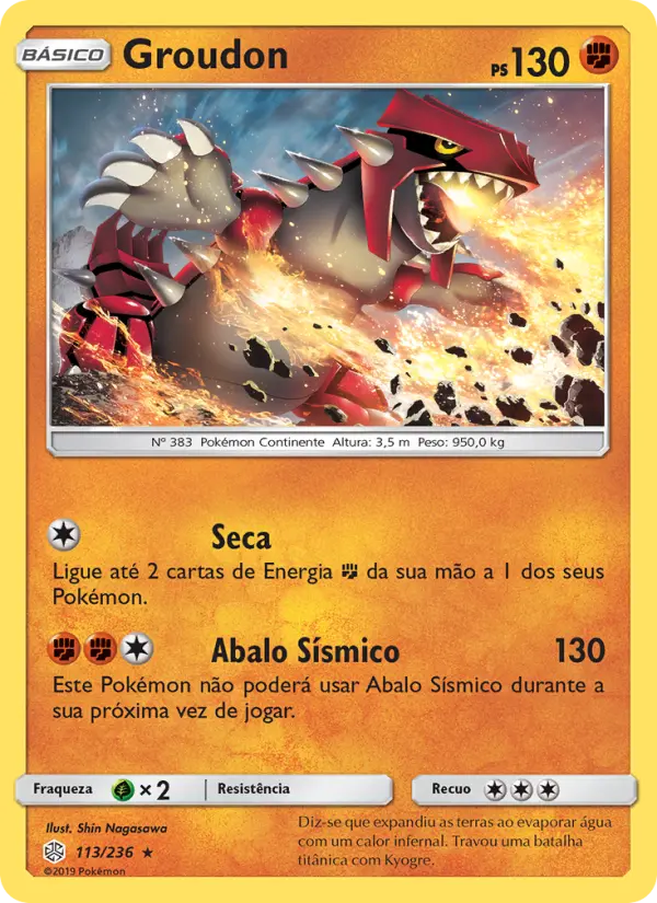 Carta Groudon, número 113/236 da coleção Eclipse Cósmico