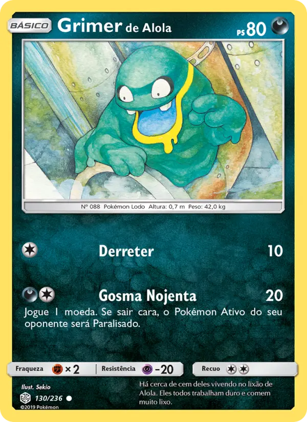 Carta Grimer de Alola, número 130/236 da coleção Eclipse Cósmico