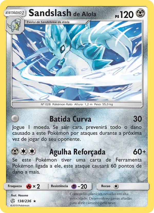 Carta Sandslash de Alola, número 138/236 da coleção Eclipse Cósmico