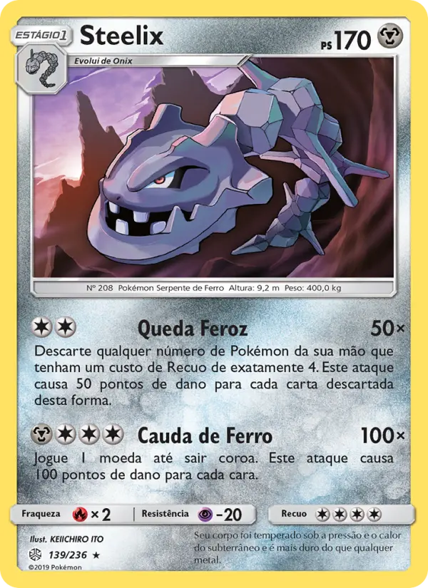 Carta Steelix, número 139/236 da coleção Eclipse Cósmico