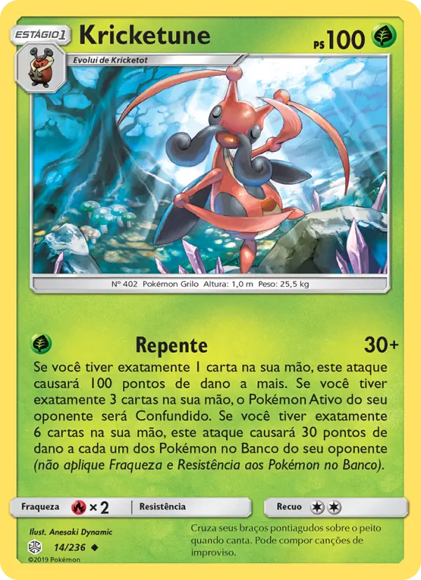 Carta Kricketune, número 14/236 da coleção Eclipse Cósmico