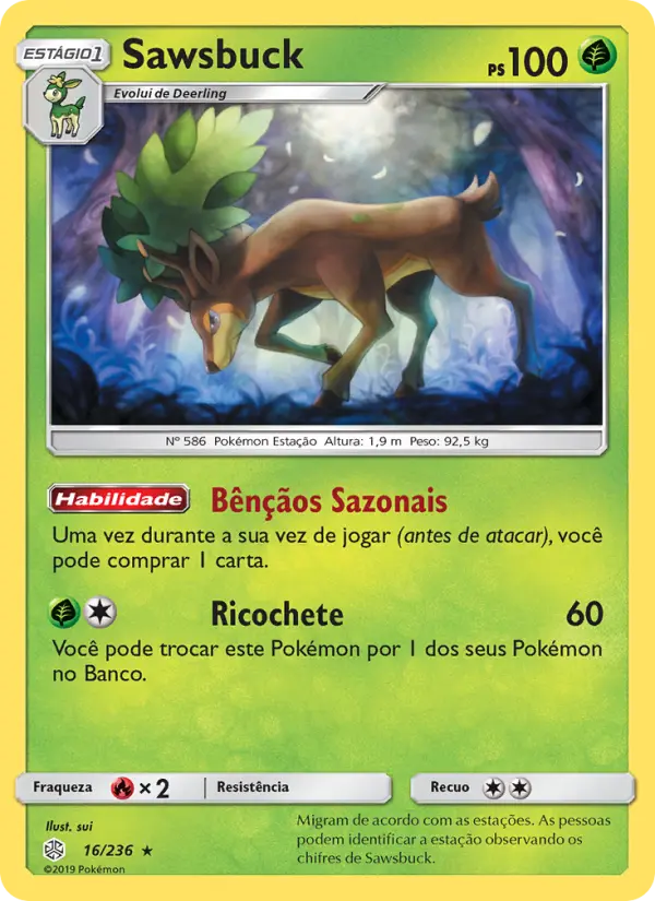 Carta Sawsbuck, número 16/236 da coleção Eclipse Cósmico