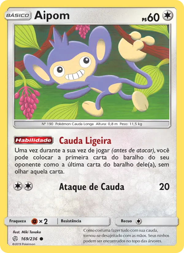 Carta Aipom, número 169/236 da coleção Eclipse Cósmico