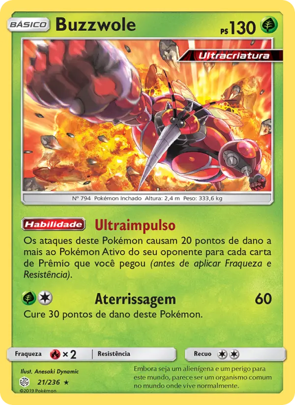 Carta Buzzwole, número 21/236 da coleção Eclipse Cósmico