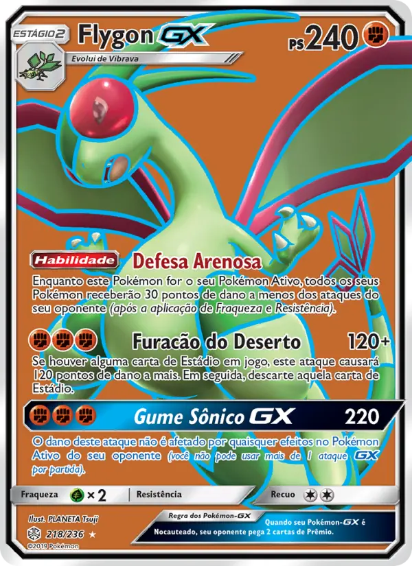 Carta Flygon GX, número 218/236 da coleção Eclipse Cósmico