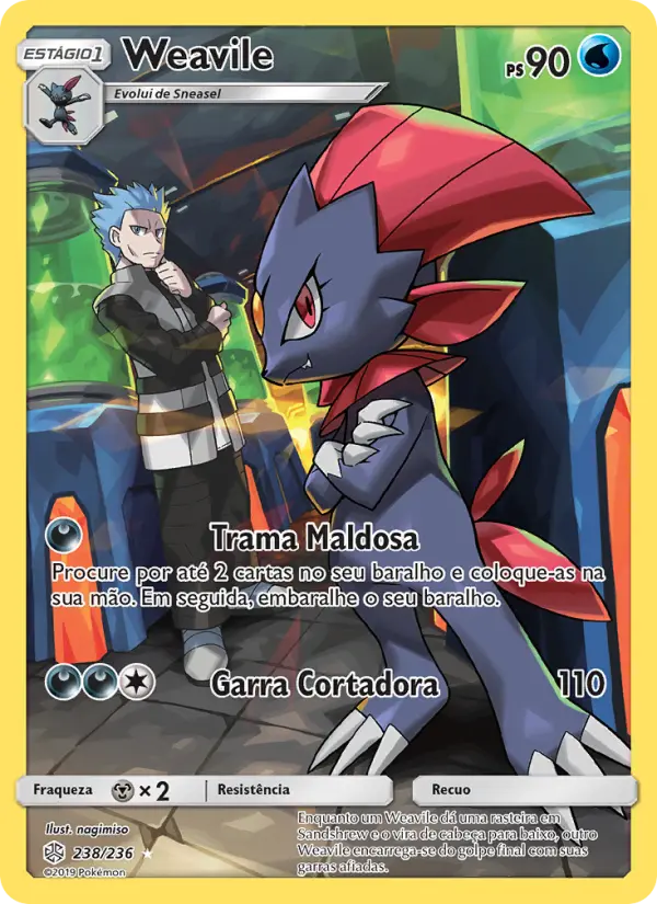 Carta Weavile, número 238/236 da coleção Eclipse Cósmico