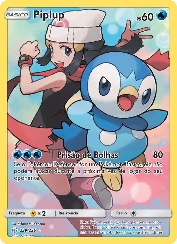 Carta Piplup, número 239/236 da coleção Eclipse Cósmico