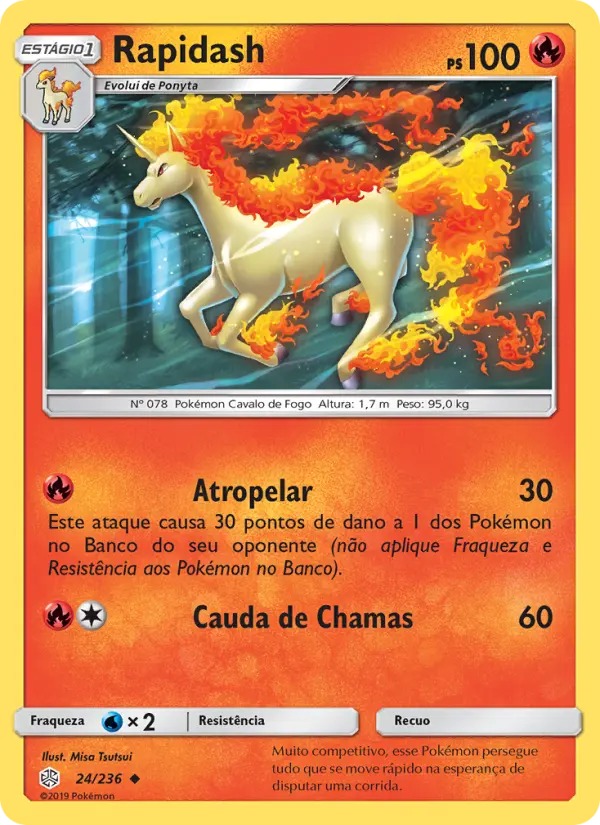 Carta Rapidash, número 24/236 da coleção Eclipse Cósmico