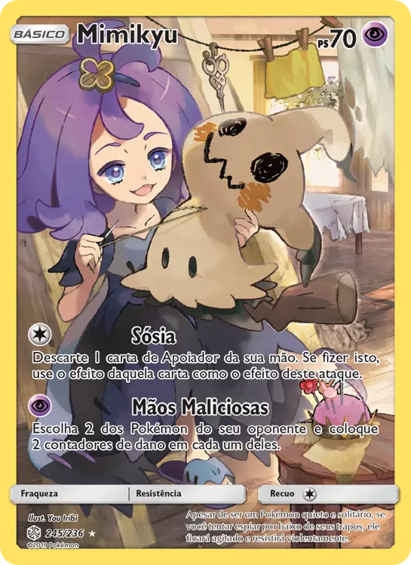 Carta Mimikyu, número 245/236 da coleção Eclipse Cósmico