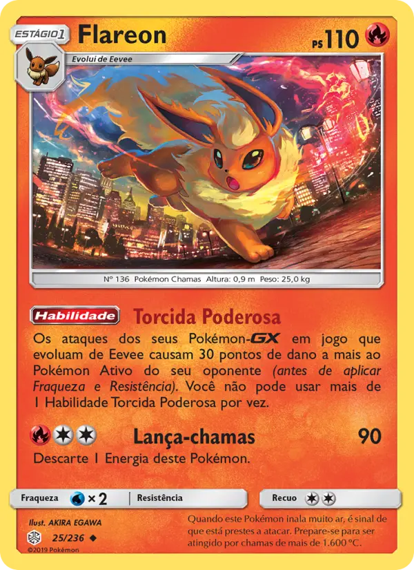 Carta Flareon, número 25/236 da coleção Eclipse Cósmico