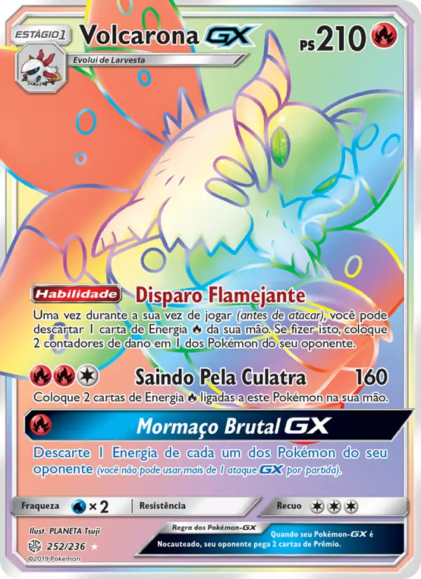 Carta Volcarona GX, número 252/236 da coleção Eclipse Cósmico