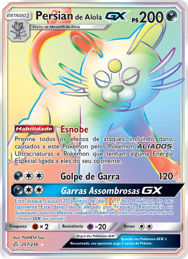 Carta Persian de Alola GX, número 257/236 da coleção Eclipse Cósmico