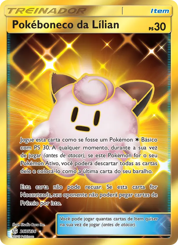 Carta Pokéboneco da Lílian, número 267/236 da coleção Eclipse Cósmico