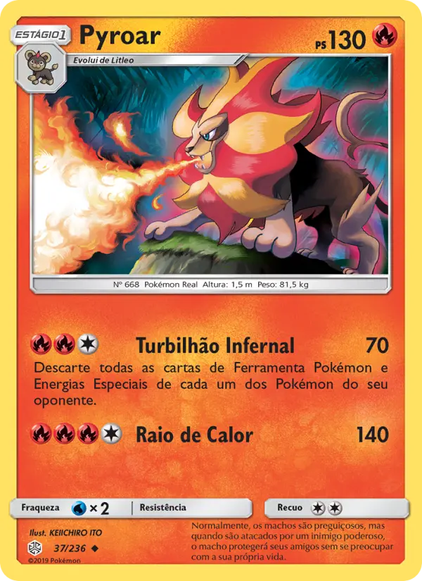 Carta Pyroar, número 37/236 da coleção Eclipse Cósmico